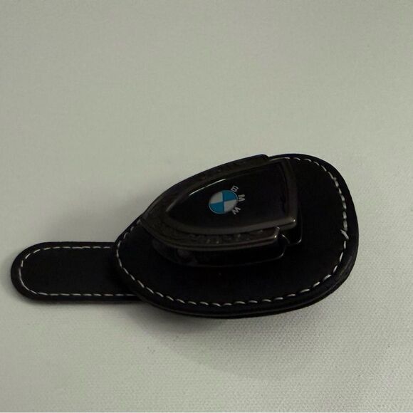 BMW Sunglass Holder for Car with Logo Black PU Leather NWT - Picture 2 of 10